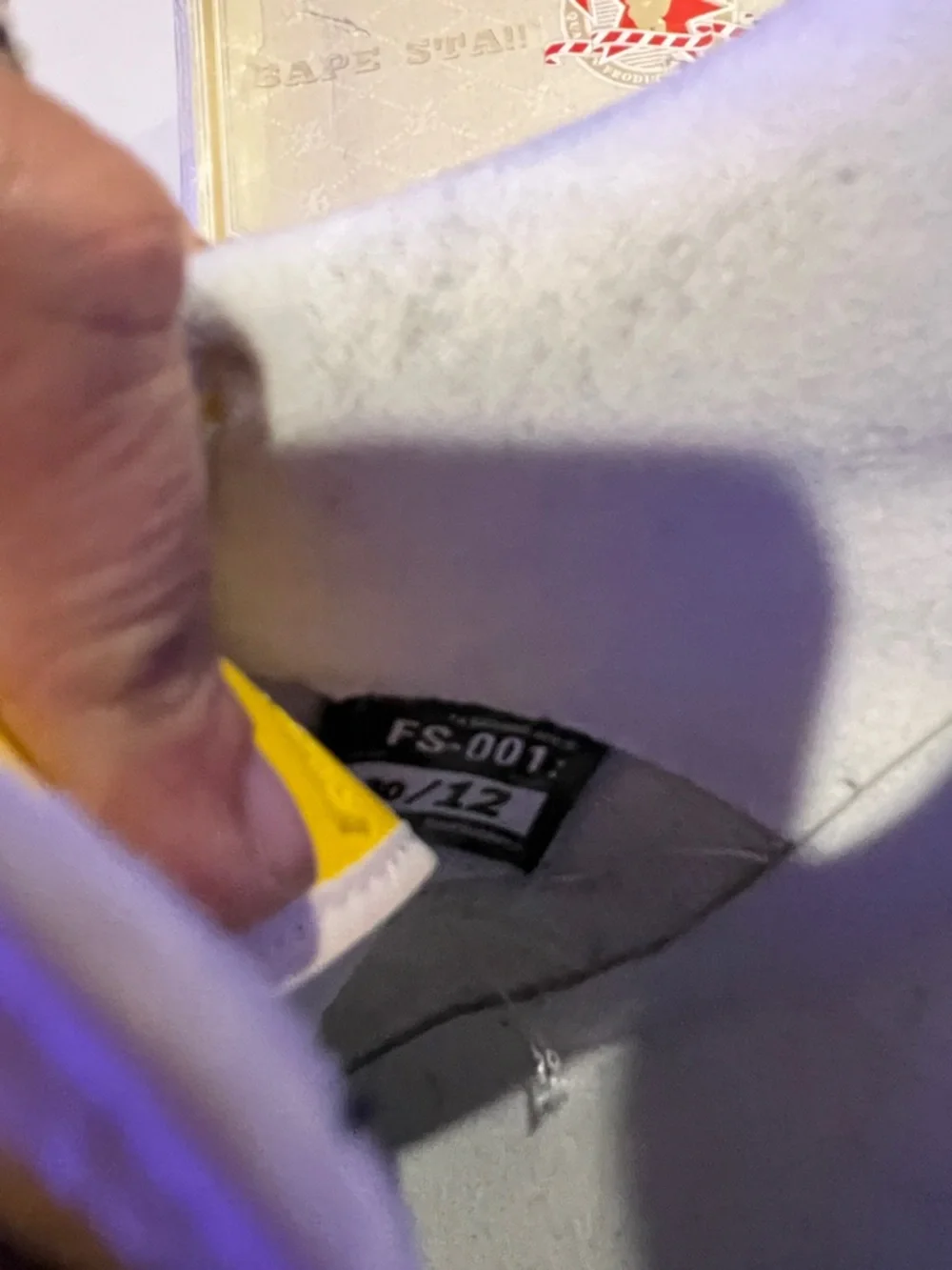 A Bathing Ape Bapesta FS 001 Low in a yellow and grey colorway size 12